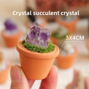 60-Natural Crystal Raw Stone Ore Ceramic Basin Ornaments Crystal Gem DIY Simulation Potted Plant Home Desktop Car Ornaments