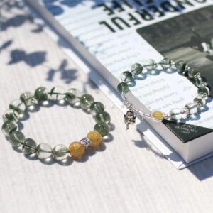 Natural golden hair crystal Green Crystal Bracelet