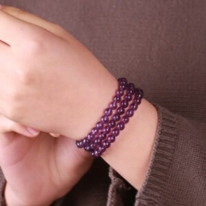 Natural Uruguay Three Rings Amethyst Bracelet