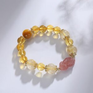 Transfer Bracelet Rutilated Citrine Strawberry Crystal Pixiu Bracelet