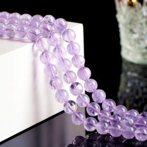24- Crystal Natural Lavender Amethyst Loose Beads Round Beads Light Color Amethyst Semi-Finished Beads Wholesale