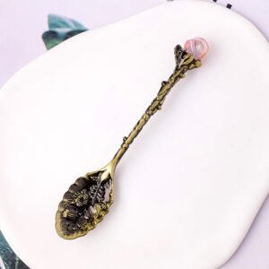 64-Natural Crystal Raw Stone Spoon Vintage Carved Mixing Spoon Dessert Spoon Tea Set Accessories Crystal Crafts Wholesale