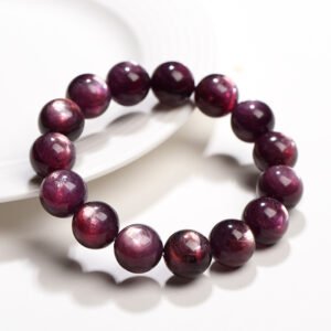 33- Crystal Natural Lepidolite Bead Bracelet Purple Grape Dragon Phosphorus Mica Cat's Eye Bracelet Wholesale