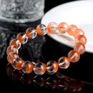50- Crystal 7A Grade Red Rabbit Fur Treasure Bowl Round Bead Bracelet Red Half Bowl Rabbit Fur Loose Bead Bracelet Wholesale