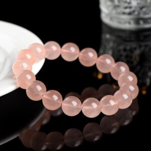 14-Crystal Natural 7A Grade Moisturizing Grapefruit Color Horse Pink Ball Bracelet Cream Pink Crystal Bracelet Wholesale
