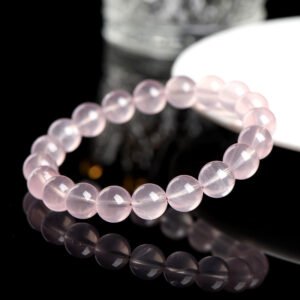 12-Crystal Natural Starlight Mosang Pink Crystal Bracelet Pink Crystal Round Bead Bracelet Factory Outlet
