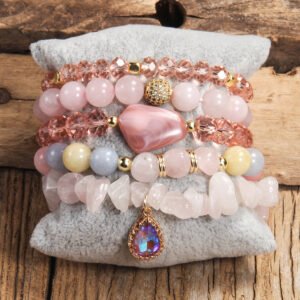 Natural Stone Glass Mixed Gravel Bracelet