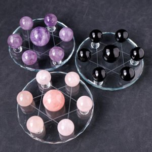 57-Natural White Powder Amethyst Ball Seven Star Array Obsidian Ball Home Office Desktop Decoration Feng Shui Ornaments Wholesale