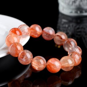 49- Crystal Natural Vibrato Glue Flower Round Bead Bracelet Red And Yellow Vibrato Glue Flower Bead Bracelet Factory Outlet