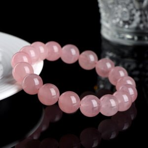 40-Crystal Natural Horse Powder Beads Round Beads Madagascar Cream Powder Crystal Semi-finished Products Factory Outlet