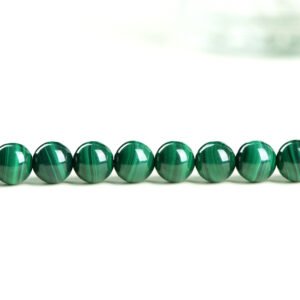 47-Crystal Natural Malachite Semi-Finished Products Round Beads Beads Loose Beads DIY Accessories Factory Direct Sales