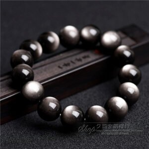 8-Crystal Natural 7A Eyes Silver Obsidian Bracelet Domineering Silver Yao Stone Beads Factory Outlet