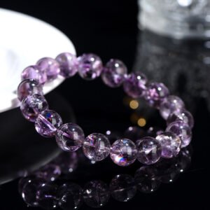 19-Crystal Natural Purple Asai Round Beads Bracelet Purple Rainbow Crystal Beads Factory Outlet