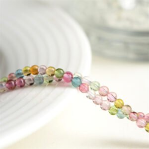 28- Crystal Natural Macaron Color Net Body Small Particle Tourmaline Ice Cream Old Mine Rainbow Tourmaline Bead