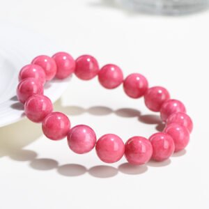 26- Crystal Natural Pink Rose Stone Round Bead Bracelet Rose Glory Round Bead Fashion Bracelet Factory Outlet