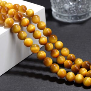 29-Crystal Natural Gold Tiger Eye Stone Scattered Beads Gold Tiger Eye Round Beads Semi-finished DIY Buddha Beads Jewelry Wholesale