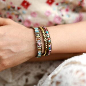 Circles Purple Emperor Natural Stone Creative Beaded Hand Weaving Bracelet