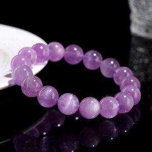 21-Crystal 7A Ice Cat's Eye Purple Lithium Bracelet Natural Ice Permeable Purple Lithium Bracelet Wholesale