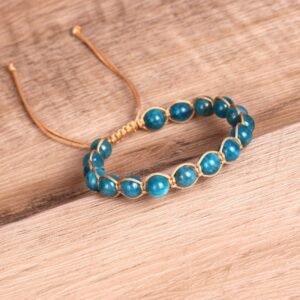 Women's Blue Apatite Beads Simple Braided Bracelet
