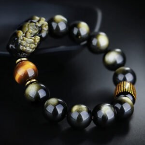 Natural Crystal Bracelet Gold Obsidian Obsidian Brave Bracelet With Yellow Tiger Eye