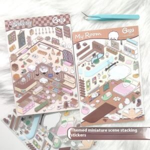 Three-dimensional Stacking Landscaping Cabin Stickers Notebook