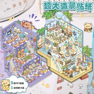 Cartoon Three-layer Large-size Landscaping Stickers Creative 3D Three-dimensional Miniature Scene Collage Cute Decompression Diy Stickers