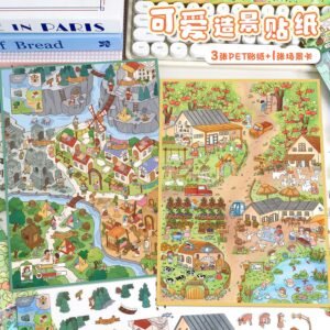 67.0 Art Blue Landscaping Stickers Farm Large Scene Stickers Cute 3D Stickers Decompression Handbook Stickers