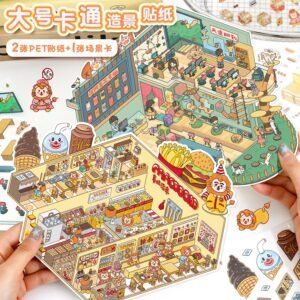 New 45.0 Large Stickers Art Blue Landscaping Stickers 3d Miniature Scene Collage Diy Decompression Adult Toy Stickers