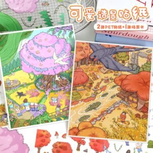 73.0 Art Blue Landscaping Stickers Cute Season Scene Stickers 3D Stickers Cartoon DIY Decompression Handbook Stickers