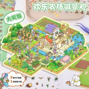 Art Blue 11.0 Farm Ranch Landscape Sticker Large 3d Stereo Vision Microscale Scene Collage Decompression Hand Account Sticker