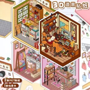 Room Corner Landscape Stickers Cute 3D Three-dimensional Cabin Creative Micro Scene Spelling DIY Children's Stickers Stickers