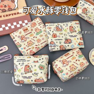 Kapibala Coin Purse Cute Full Capybara Coin Bag Cartoon Portable Coin Storage Bag Mini Lipstick Bag